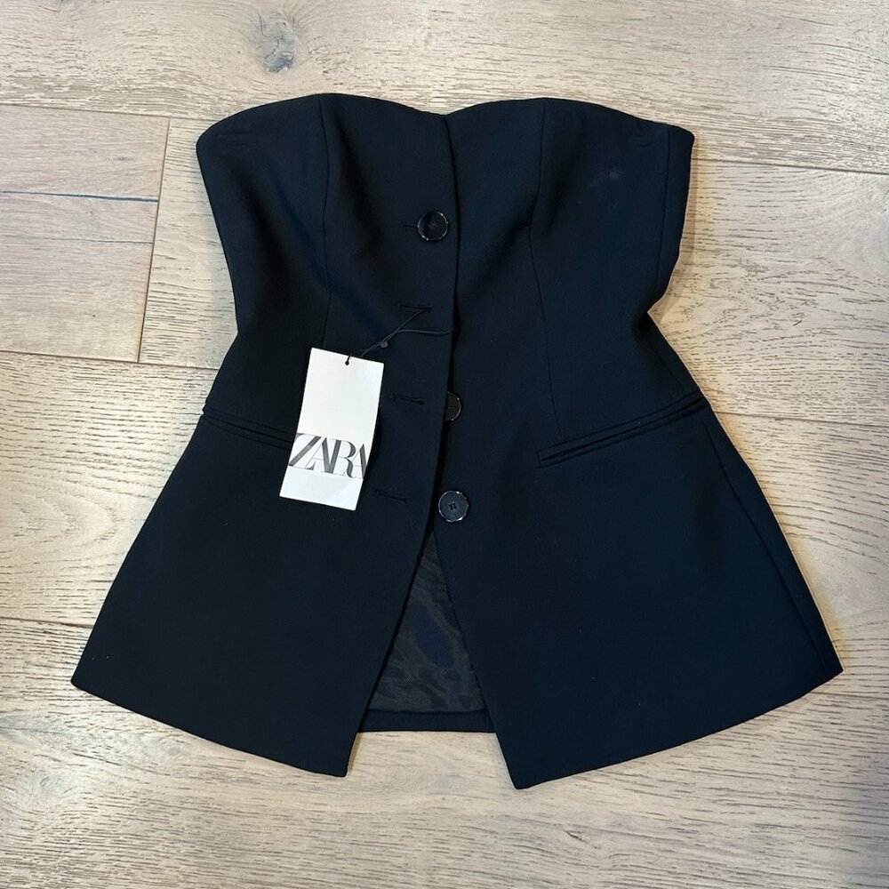 Zara Black Strapless Blouse